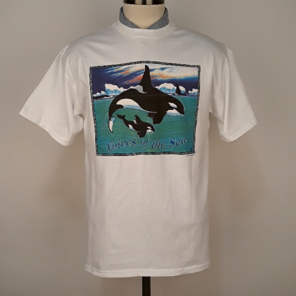 Human-I-Tees Whales 1994 Sz L Short Sleeve T Shirt 90s VTG‎